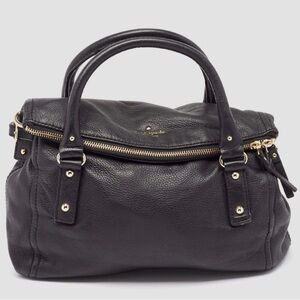 kate spade Black Pebbled Leather Top-Handle Satchel with Gold Hardware